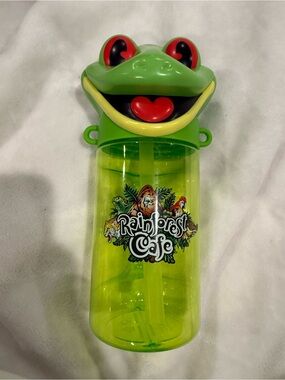Rainforest Cafe Neon Green Frog Top Water Bottle